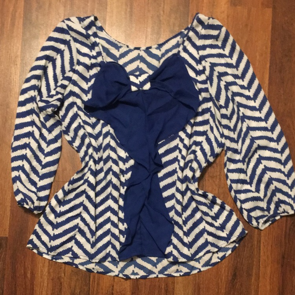 Sheer navy stripped shirt, now in back